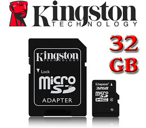 MicroSD 32Gb Kingston Class 4 +SD adapter
