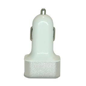 АЗУ-USB 3 выхода 2.1A/2А/1А белый/серебро