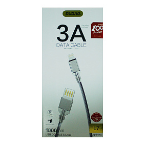Дата кабель lightning - USB Dudao L7 1м 3A серый (УЦЕНКА) порвана оплётка