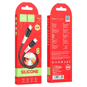 Дата кабель Type-C - Type-C Hoco X82 60W 3A 1м черный