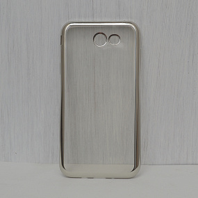 Силиконовый чехол для Samsung G610 Galaxy J7 Prime с хром.контуром серебро