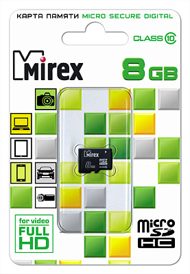 MicroSD 8Gb Mirex Class 10 без адаптера