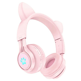 Bluetooth-наушники Hoco W39 полноразмерные Ушки розовые