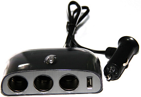 Разветвитель прикуривателя (3 выхода + USB) WF-016