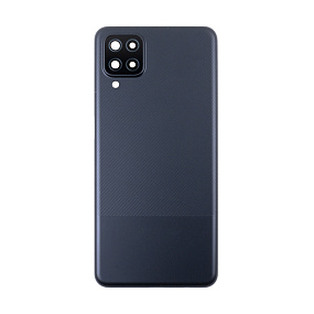 корпус для телефона Samsung A125F/A127F (A12/A12 Nacho) Задняя крышка (черный) - Премиум