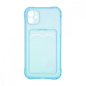 Кейс iPhone 11 силикон с визитницей прозрачный синий