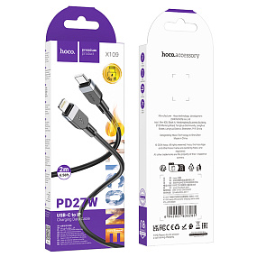Дата кабель Type-C - Lightning Hoco X109 27W 3A 2м черный