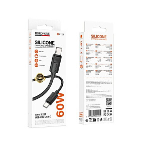 Дата кабель Type-C - Type-C Borofone BX123 60W 3A 1м черный