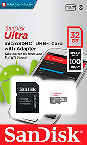MicroSD 32Gb SanDisk Class 10 UHS-I 100Mb/s +SD adapter