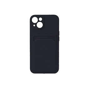 Кейс iPhone 13 силикон с визитницей черный