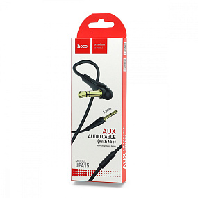 Кабель 3.5mm Jack (папа) - 3.5mm Jack (папа) Hoco UPA15 с микрофоном 1м черный