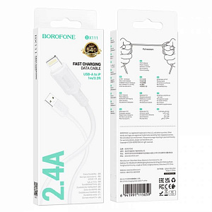 Дата кабель lightning - USB Borofone BX111 Feliz 2.4A белый 1м