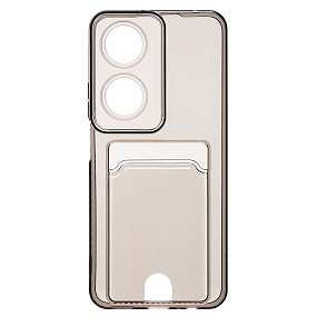 Силиконовый чехол Honor X7b с визитницей прозрачный черный