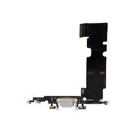 Шлейф iPhone 8 Plus на системный разъем/микрофон Белый - Премиум