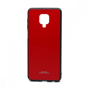 Силиконовый чехол Xiaomi Redmi Note 9S/9 Pro/9 Pro Max со стеклянной вставкой красный