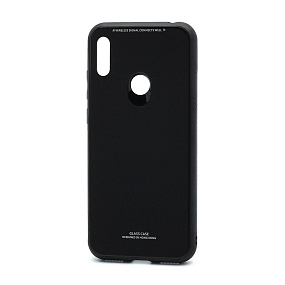 Силиконовый чехол Honor 8A/8A Pro/Y6 2019 со стеклянной вставкой черный
