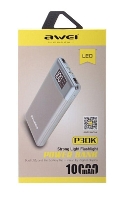 Портативное зарядное устройство Awei P30K 10000mAh LCD золото