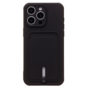 Кейс iPhone 15 Pro Max силикон с визитницей черный