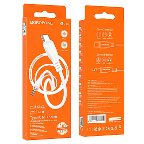 Кабель 3.5mm Jack (папа) - Type-C Borofone BL14 1м белый