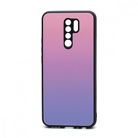 Задняя накладка Xiaomi Redmi 9 стекло Gradient (002) розово-голубой