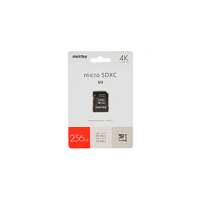 MicroSD 256Gb SmartBuy Class 10 U3 90Mb SD + адаптер