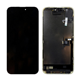 Дисплей для телефона iPhone 16 Pro Max в сборе Черный - (Soft OLED, Full HD, 120 Гц) (с верификацией