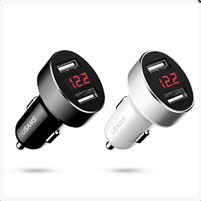 АЗУ-USB Usams 2 выхода 2.1A LCD черный (CC045) 