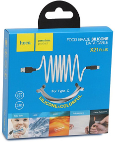 Дата кабель Type-C - USB Hoco X21 Plus 3A 1м белый