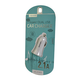 АЗУ-USB Usams 2 выхода 2.1A белый (CC013) 