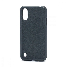 Силиконовый чехол для Samsung A015/M015 Galaxy A01/M01 Fashion с блестками черный