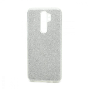 Силиконовый чехол Xiaomi Redmi Note 8 Pro Fashion с блестками серебристый