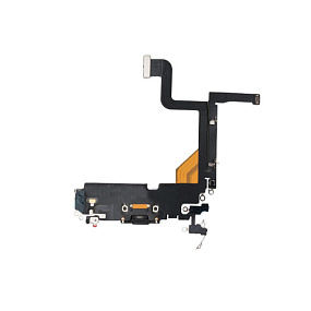Шлейф iPhone 13 Pro на системный разъем/микрофон Черный - Премиум