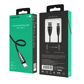 Дата кабель Type-C - USB Borofone BU3 BlinkJet 2.4A 1,2 м черный