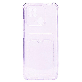 Силиконовый чехол Xiaomi Redmi 10C с визитницей прозрачный сиреневый
