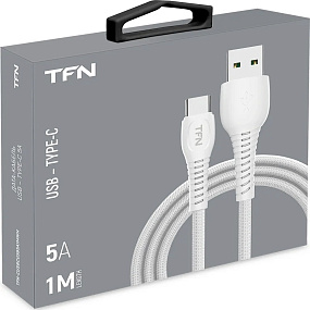 Дата кабель Type-C - USB TFN Forza CUSBCUSB5A1MWH 6A 1м белый