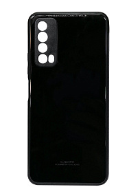 Силиконовый чехол Huawei P Smart 2021/Y7a со стеклянной вставкой черный