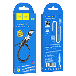Дата кабель Type-C - USB Hoco X52 магнитный 3A 1м черный