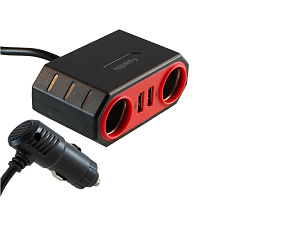 Разветвитель прикуривателя (2 выхода + 2USB) FaisOn LS-87 Both красный