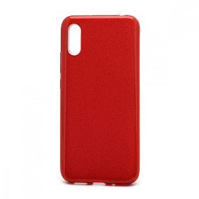 Силиконовый чехол Xiaomi Redmi 9A Fashion с блестками красный