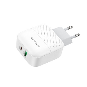 СЗУ-USB-Type-C Borofone BA46A 2 выхода PD20W+QC3.0 3А белый