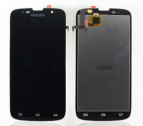 Дисплей для телефона Philips W8555 в сборе с тачскрином Черный