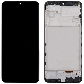 Дисплей для телефона Samsung M325F (M32) в сборе с тачскрином Черный - (AMOLED, с регулировкой подсв