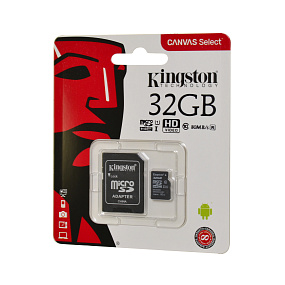 MicroSD 32Gb Kingston Class 10 80Mb/s +SD adapter