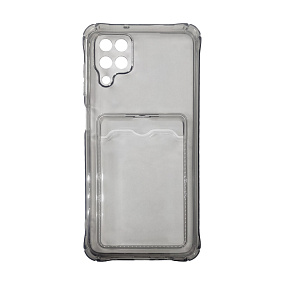 Силиконовый чехол для Samsung A125 Galaxy A12 с визитницей прозрачный черный