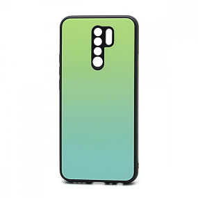 Задняя накладка Xiaomi Redmi 9 стекло Gradient (003) зелено-голубой