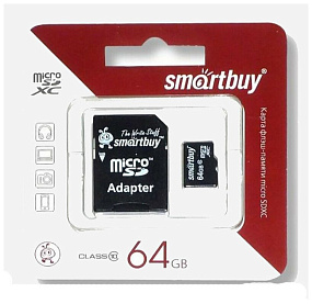 MicroSD 64Gb SmartBuy Class 10 UHS-I + SD адаптер