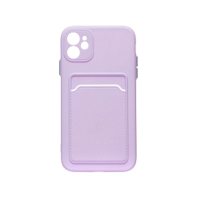 Кейс iPhone 11 силикон с визитницей светло-фиолетовый