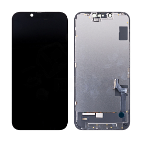 Дисплей для телефона iPhone 14 в сборе Черный - (Hard OLED, Full HD) (площадка под IC)