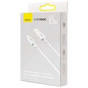 Дата кабель Type-C USB Baseus Superior Supervooc (CAYS000902) 65W 1м 3A белый