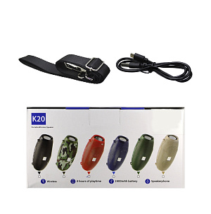Колонка K20 (Bluetooth/MicroSD/USB/AUX) красная